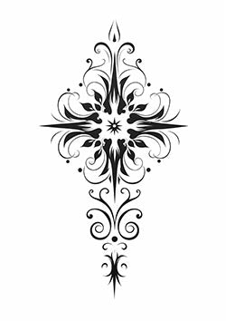 Tattoo template of a symmetric floral ornamental design