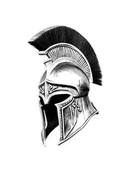 Tattoo template of a detailed Greek warrior helmet