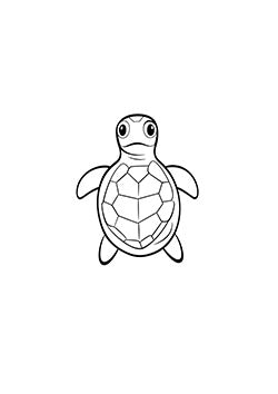 Tattoo template of a cartoon turtle with a detailed shell