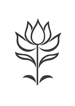 Tattoo template of a minimalistic lotus flower with symmetrical petals representing purity and spiritual enlightenment