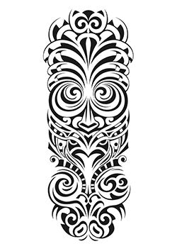 Tattoo template of a Maori tribal mask design