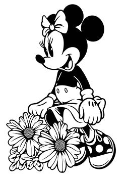 Tattoo template of an animated mouse character with flowers