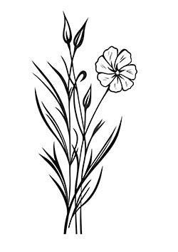 Tattoo template of a flower surrounded by buds and leaves reflecting natural beauty and simplicity