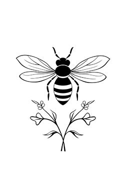 Tattoo template of a bee with a flower