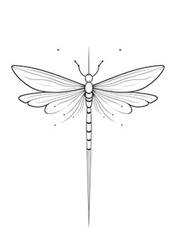 Tattoo template of a detailed dragonfly with delicate wings, symbolizing transformation and elegance