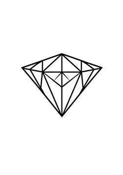 Tattoo template of a geometrically designed diamond with clean lines and intricate symmetry