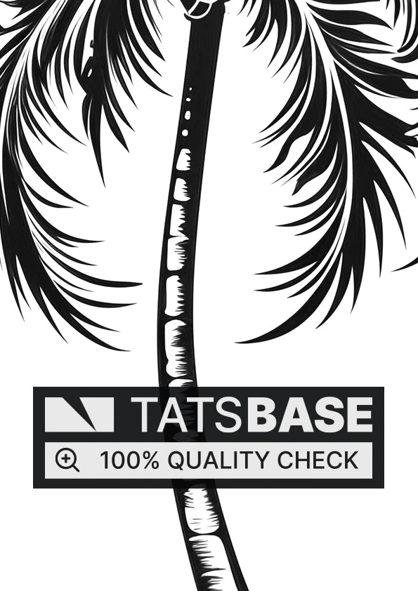 Tattoo template of a detailed blackwork palm tree standing alone