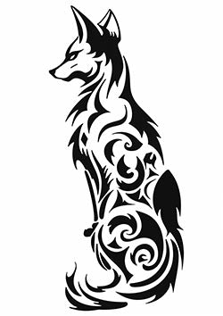 Tattoo template of a stylized tribal fox design