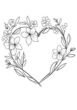 Tattoo template of a heart made of flowers