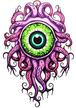 Tattoo template of an eye with surrounding tentacles