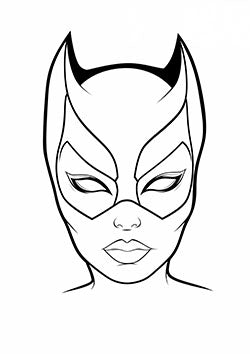 Tattoo template of a female superhero with a cat-inspired mask