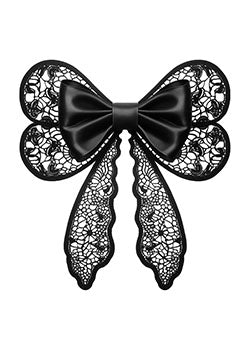 Tattoo template of a lace-patterned bow tie with floral intricacies