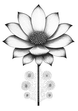 Tattoo template of a detailed lotus flower in dotwork style