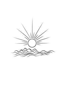 Tattoo template of a sun and waves in a minimalist design