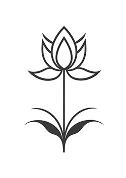 Tattoo template of a minimalist lotus flower symbolizing purity and spiritual growth