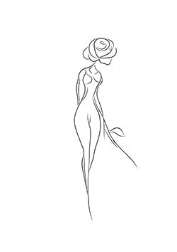 Tattoo template of a stylized woman with a rose head