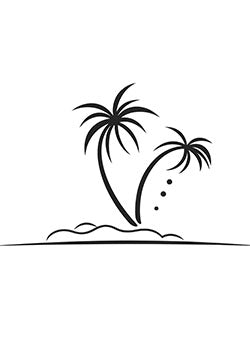 Tattoo template of two palm trees on an island