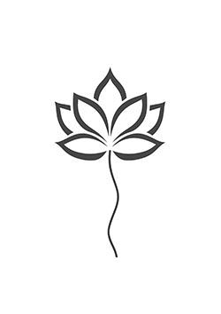 Tattoo template of a minimalist lotus flower symbolizing purity and spirituality.