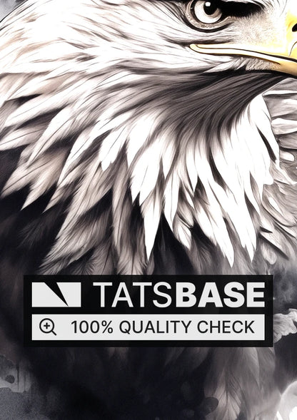 Tattoo template of a realistic bald eagle with watercolor elements