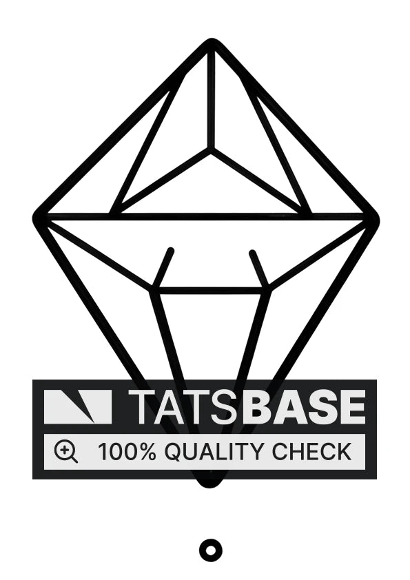 Tattoo template of a geometric diamond with bold black lines and delicate accents