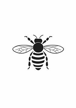 Tattoo template of a detailed honeybee with defined wings and segmented body