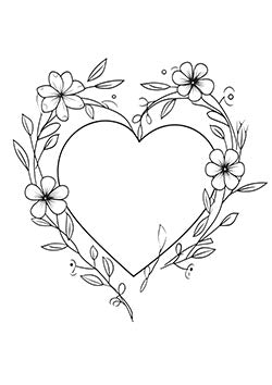 Tattoo template of a floral heart design