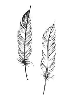 Tattoo template of two detailed feathers