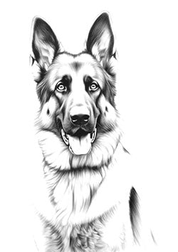 Tattoo template of a detailed German Shepherd head