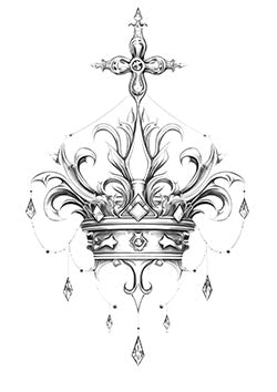 Tattoo template of a detailed ornate cross with jewel embellishments