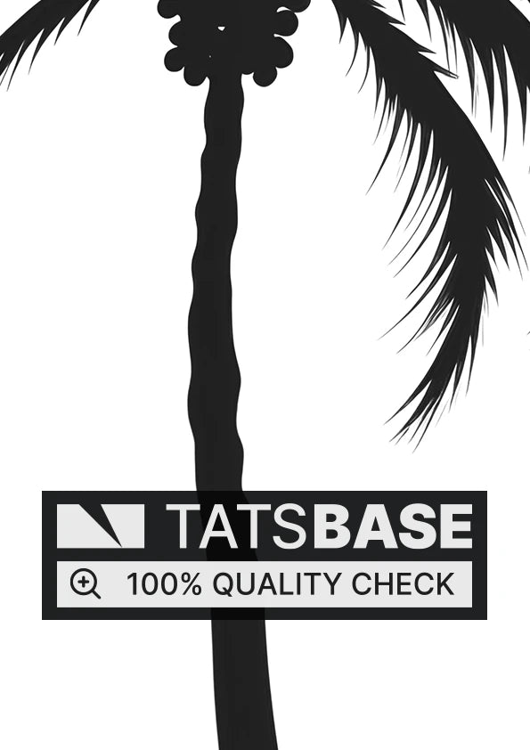 Tattoo template of a solitary palm tree with detailed fronds and trunk