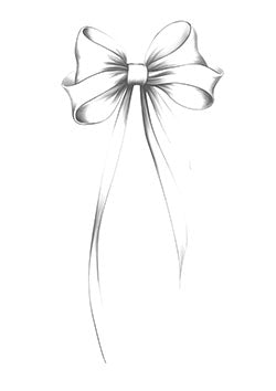 Tattoo template of a gracefully detailed bow with long, flowing ribbons