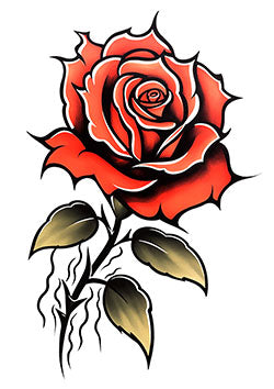 Tattoo template of a traditional red rose emphasizing classic beauty and enduring love