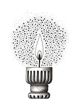 Tattoo template of a stylized candle with elegant flame