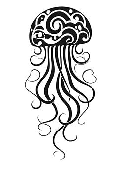 Tattoo template of a stylized jellyfish with ornate patterns