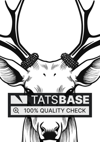 Tattoo template of a majestic stag with large antlers