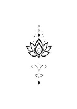 Tattoo template of an ornate lotus flower with dotted details