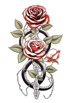 Tattoo template of entwined roses and a looped rope representing love and unity