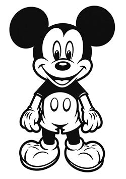 Tattoo template of a cheerful cartoon mouse in oversized shoes