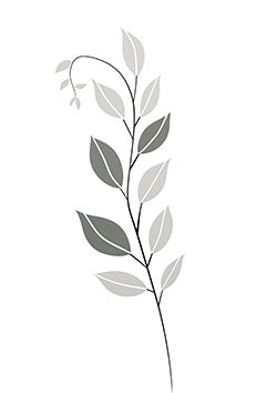 Tattoo template of a graceful leafy branch with minimalist design