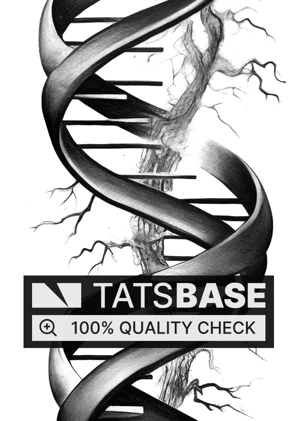 Tattoo template of a tree and DNA helix intertwined