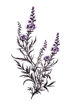 Tattoo template of a lavender cluster design