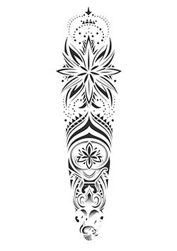 Tattoo template of a symmetric tribal floral design