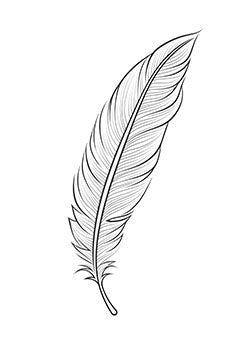 Tattoo template of a delicately detailed feather exuding elegance and lightness