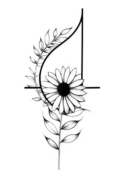 Tattoo template of a daisy with geometric lines