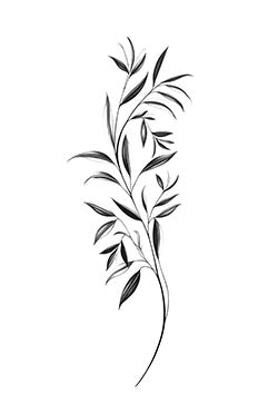 Tattoo template of an elegant leafy branch