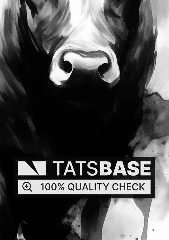 Tattoo template of a majestic bull with ink splatter effect