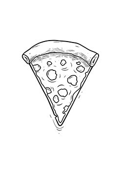 Tattoo template of a pizza slice with cheese and pepperoni toppings