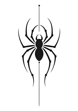 Tattoo template of a symmetrical black spider