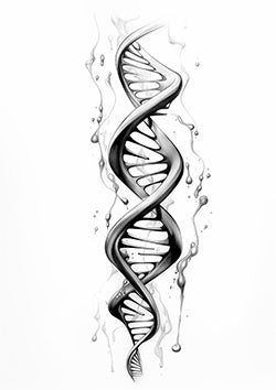 Tattoo template of a gracefully twisted DNA strand symbolizing infinity and connection