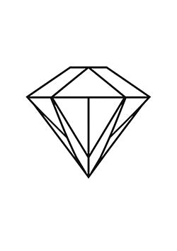 Tattoo template of a geometric diamond with clear facets and crisp lines